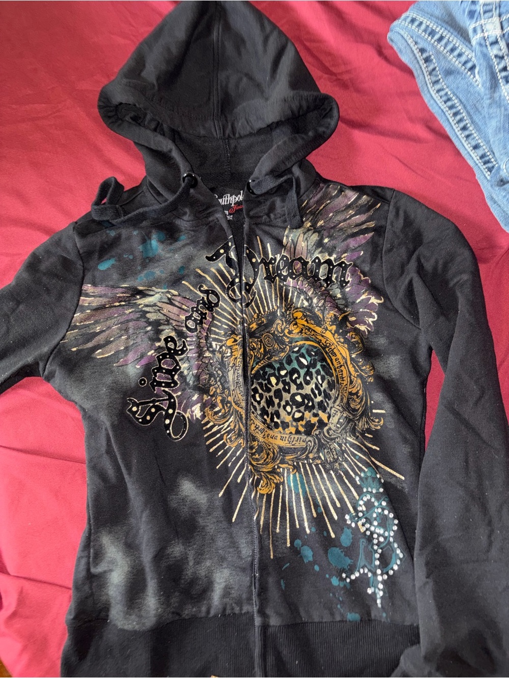 South Pole Black Graphic Zip Hoodie
